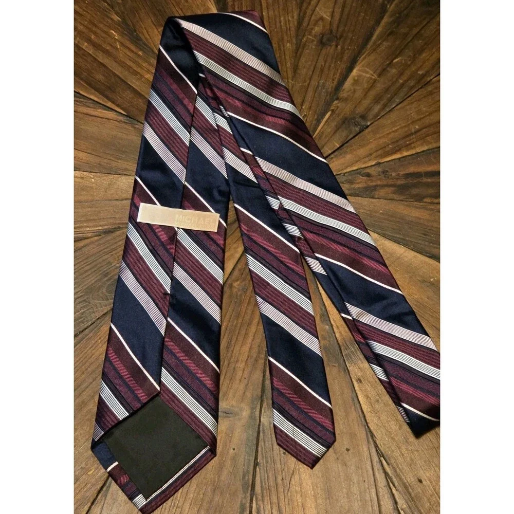 Michael Kors Navy & Burgandoy & Burgindy Silk Tie